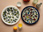 Handcrafted Ceramic Serving Bowl – 7.5 Inch Soup, Soup & Salad Bowl | Olive Harmony & Garden Rose Vine Designs