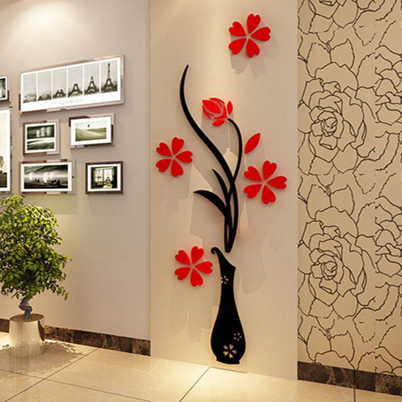 Creative vase acrylic 3D wall sticker Home Wall Decals