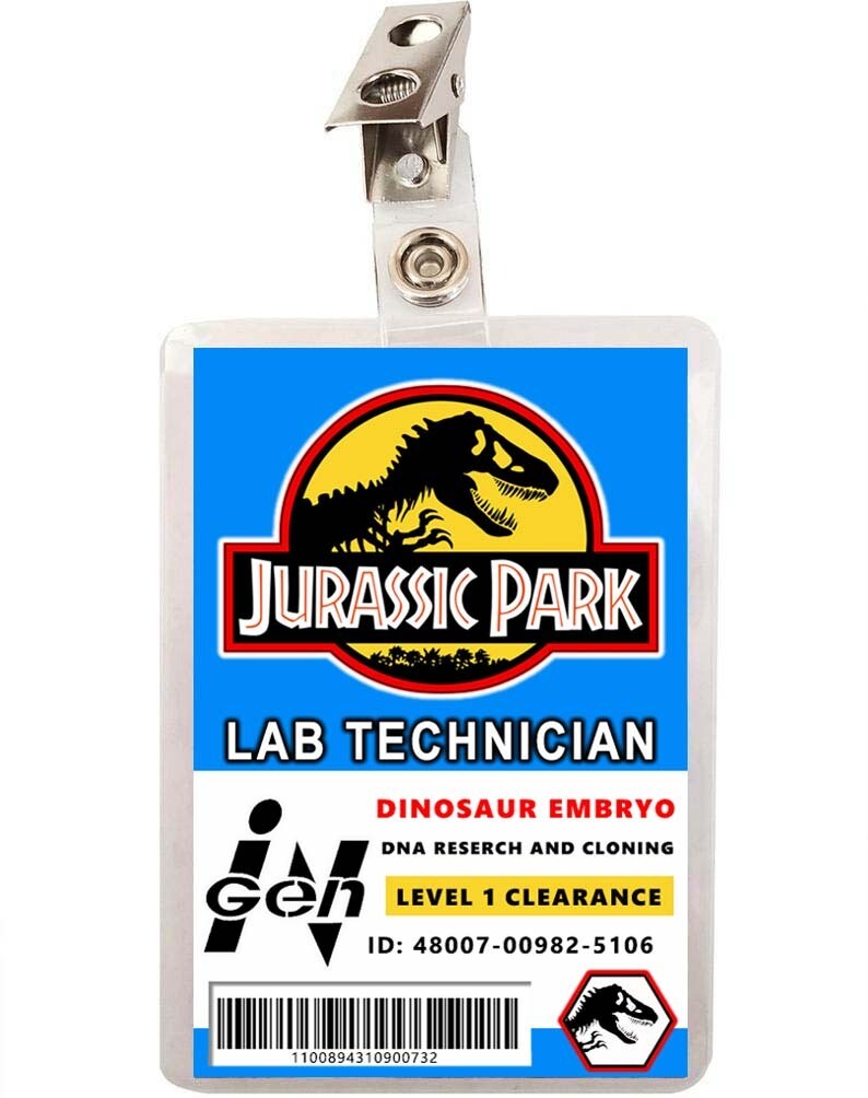 Badge d'identification de technicien de laboratoire de Jurassic Park