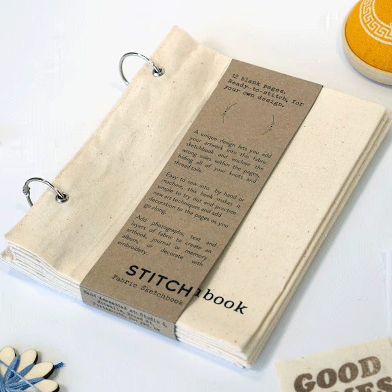 Linen Stitchbook Sketchbook for Painting & Needlework – Beige, Brown, Gray