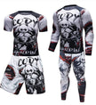 Men’s MMA Compression Rash Guard Set – Anime BJJ Grappling Fight Shorts & Leggings Training Gear