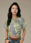 Leopard Cropped Ralgan T-Shirt