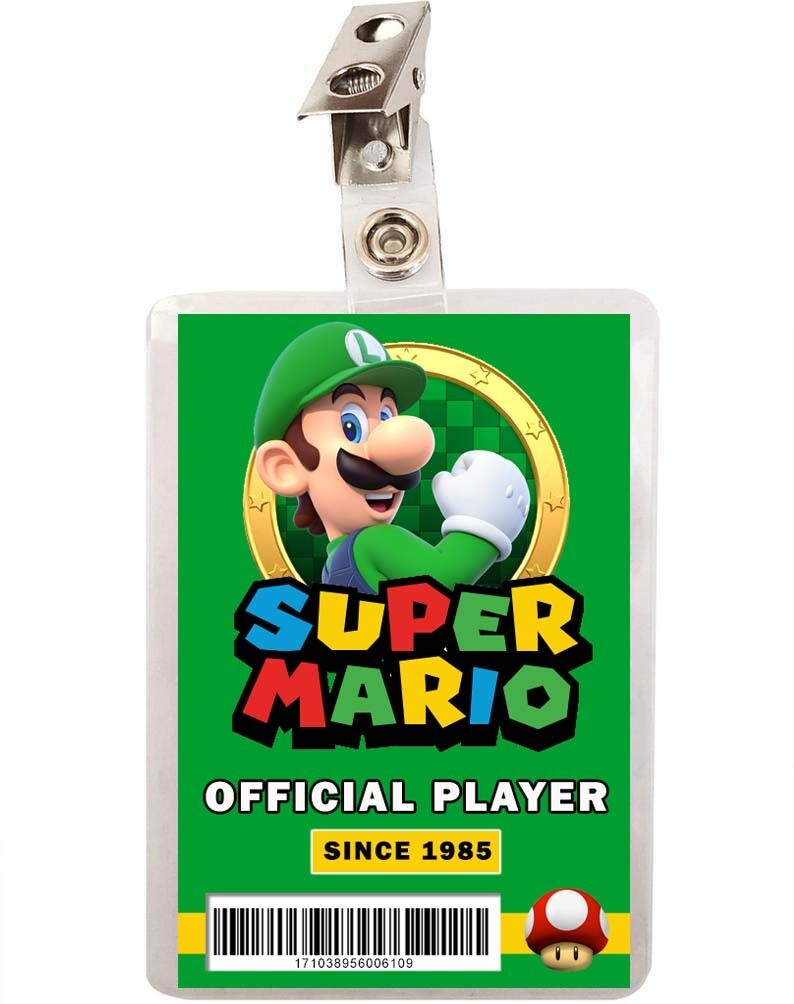 Badge d'identification officiel du joueur Super Mario Luigi