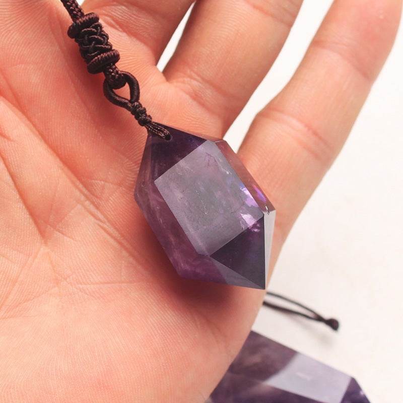 Natural Amethyst Hexagonal Crystal Pendant