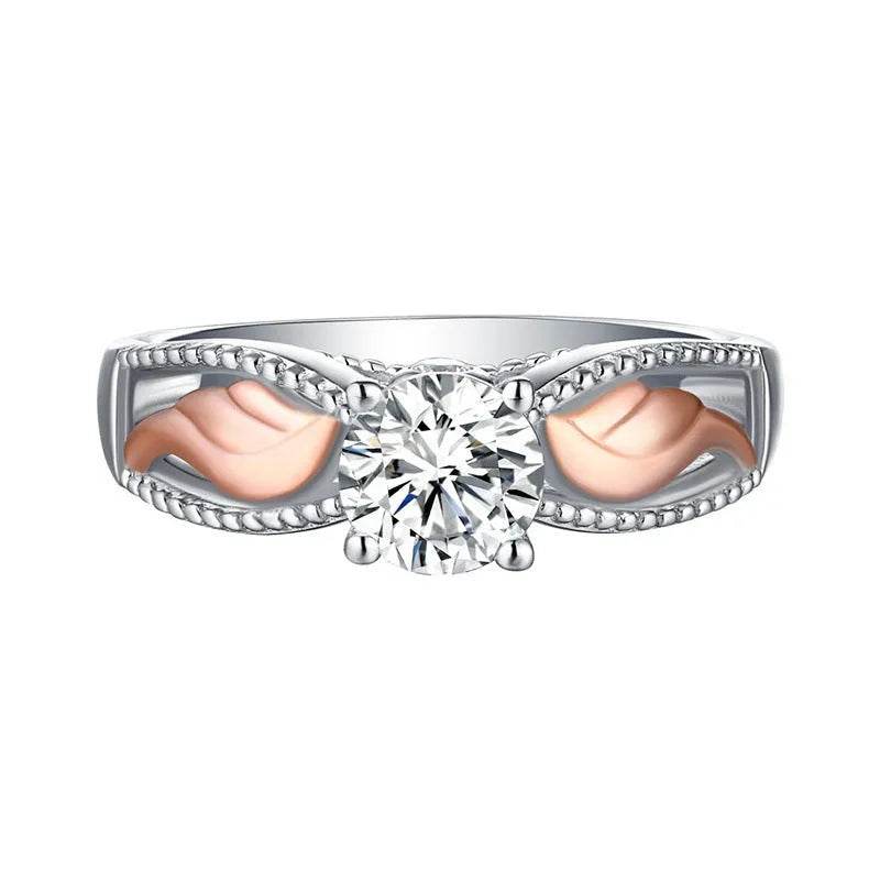 Fashion Electroplated Angel Wings Gold Crystal Women Ring