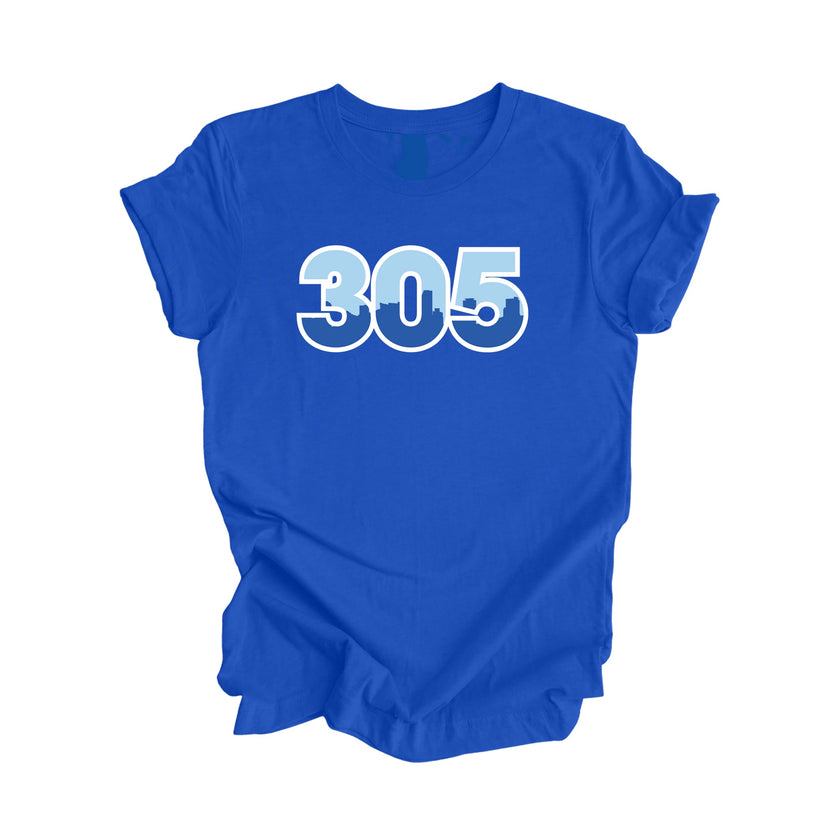 305 Miami Miami-Dade Florida USA Area Code City Skyline Gift - Unisex T-Shirt - Inspired X