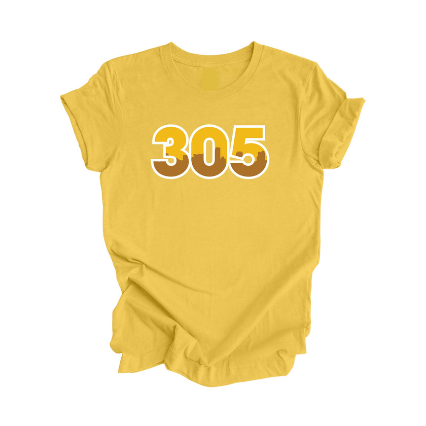 305 Miami Miami-Dade Florida USA Area Code City Skyline Gift - Unisex T-Shirt - Inspired X