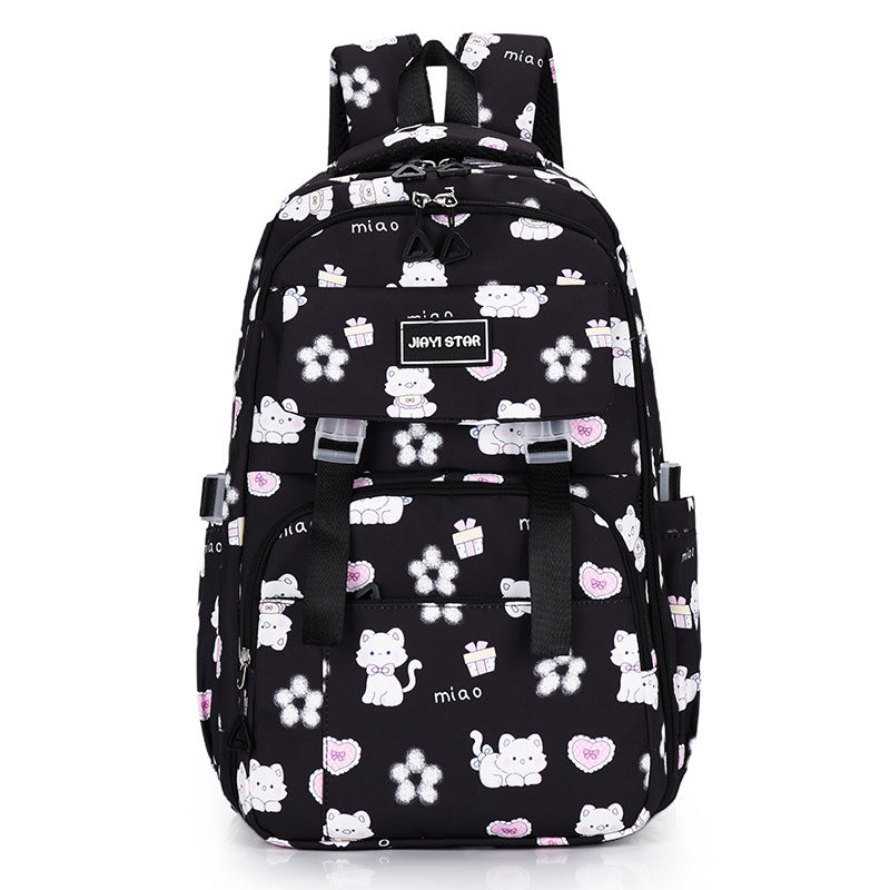 Cartoon Cat Print Large Capacity Kids Backpack – Cute Kawaii School Bag