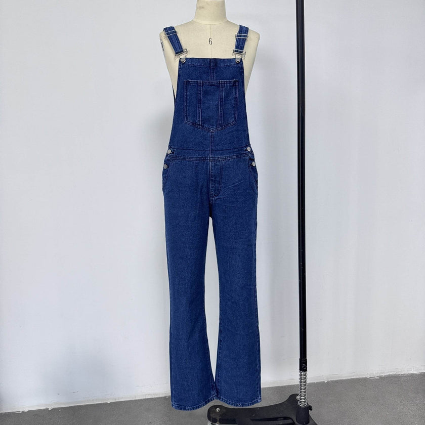 Jeans with Suspender Buttons – Women’s Wide Leg High Waist Denim