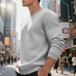 Fleece-lined Crew Neck Sweater Male Loose Casual Top
