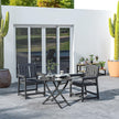 2 Piece All-Weather Patio Chairs, HDPE Patio Dining Chair Set, Heavy Duty Wood-Like Outdoor Furniture, Black