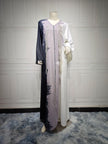 Pearl Embroidery Muslim Dress Tie-dye Rhinestone Robe
