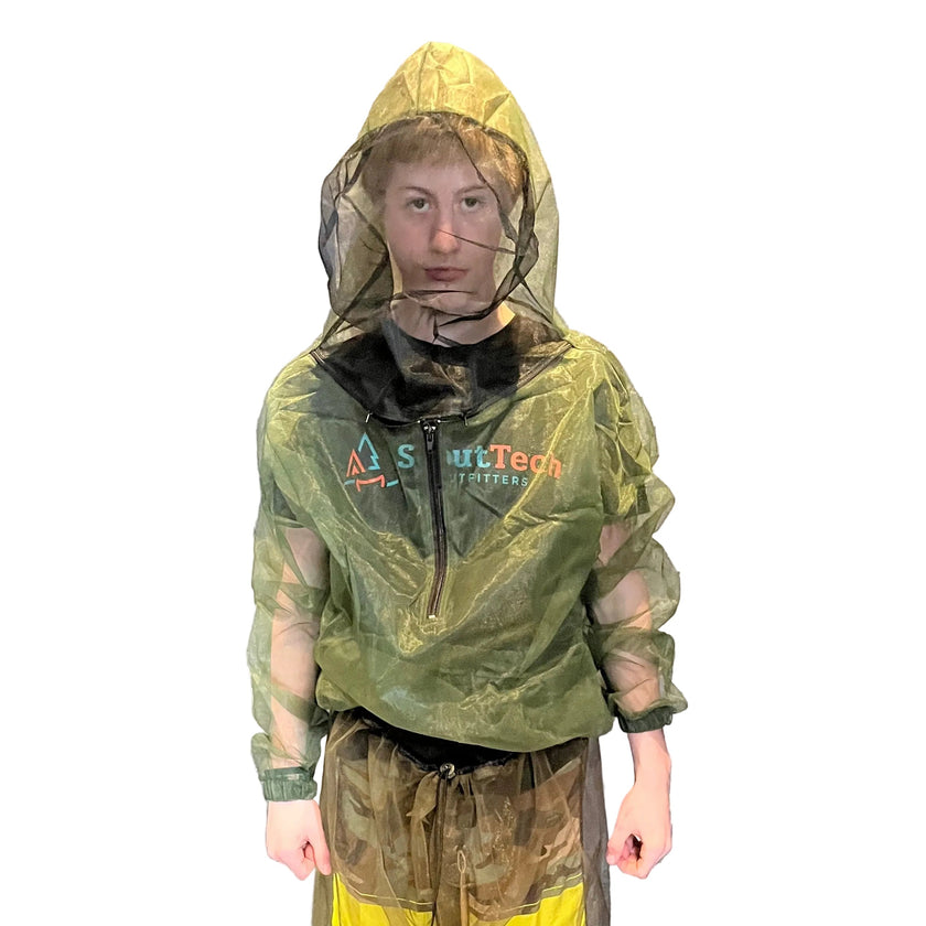 Bushline Outdoors Mesh Adult Pullover Bug Jackets with Zip Back Hood & Neck
