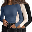 Women's 3D Print Crew-Neck Slim-Fit Long-Sleeve T-Shirt | Canada & USA
