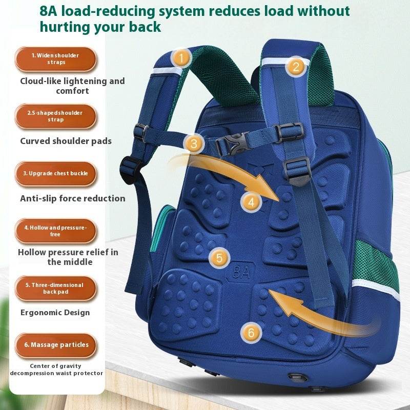 Elementary School Spine Protection Backpack Water resistant School bag