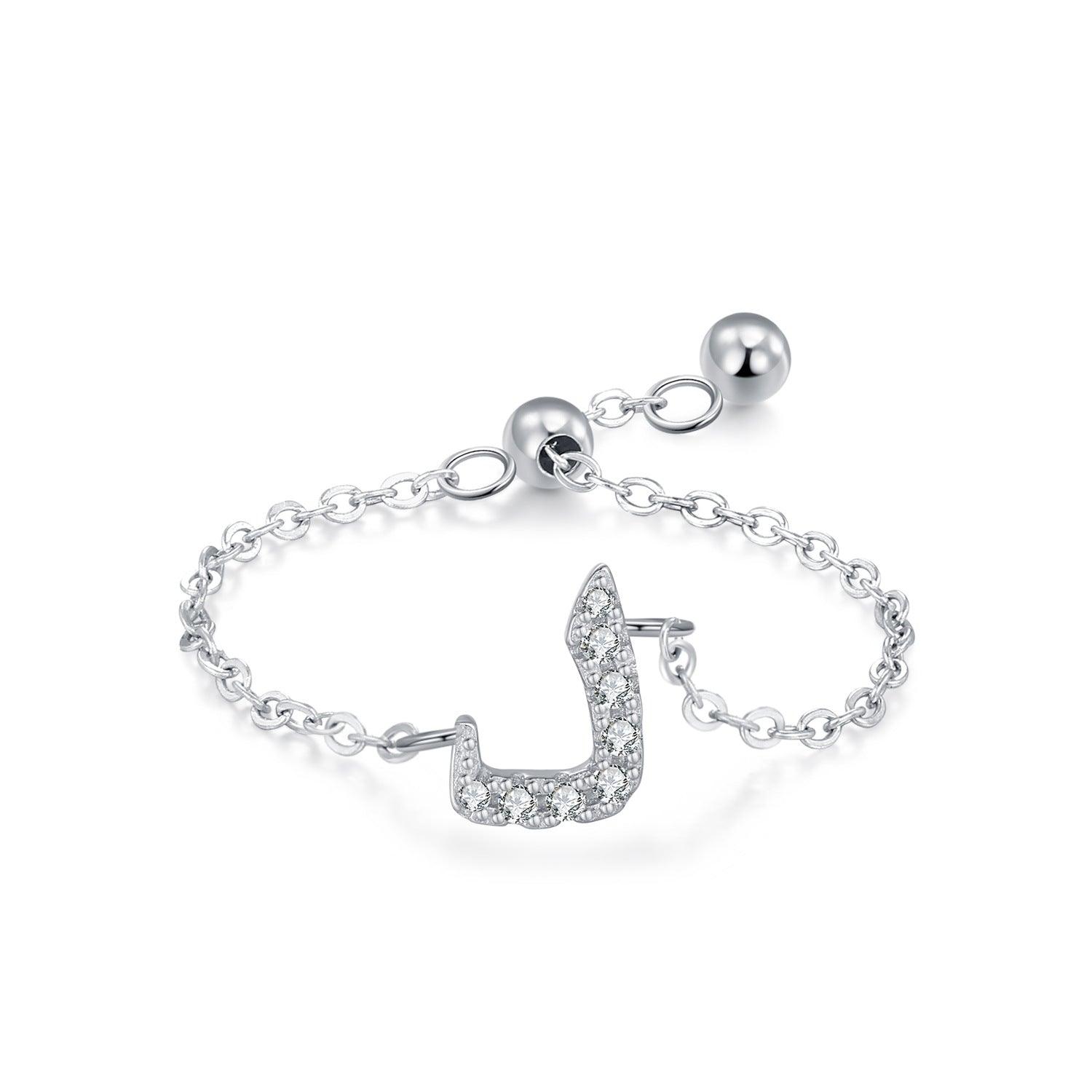 S925 Sterling Silver Niche Style Arabic Letters Pull-out Chain All-match Stackable