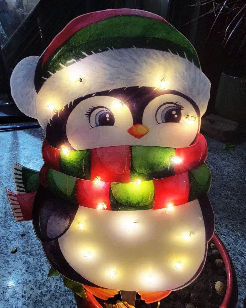 Christmas Scene Decoration With LED Lights Christmas Snowman Ornaments