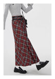 Retro Plaid High Waist student maxi Skirt