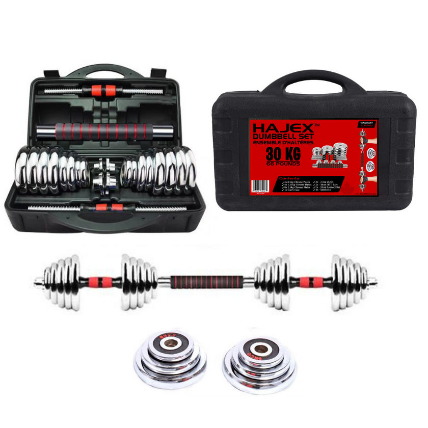 Cast Iron Adjustable Dumbbell Set with Barbell Bar Connector