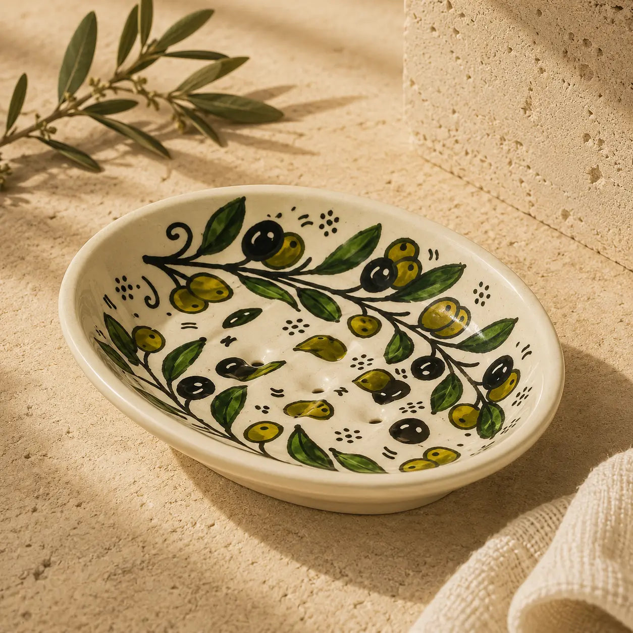 Ceramic Soap Dish with Drainage  11×14.3×3 cm – Soap Holder Tray