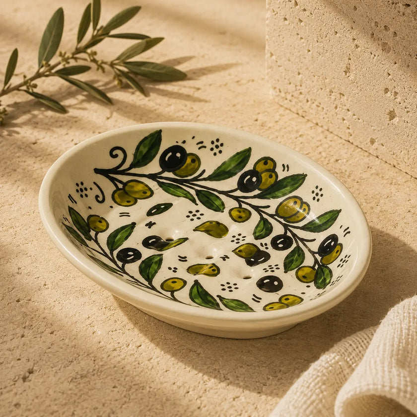 Ceramic Soap Dish with Drainage  11×14.3×3 cm – Soap Holder Tray