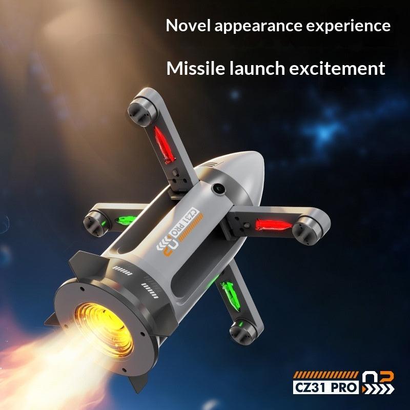 Mini Remote Control Drone Rocket Toy with LED Lights, Foldable RC Aircraft