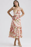 Spring And Summer Comely Pastoral Style Sling Floral A Swing Cake Dress