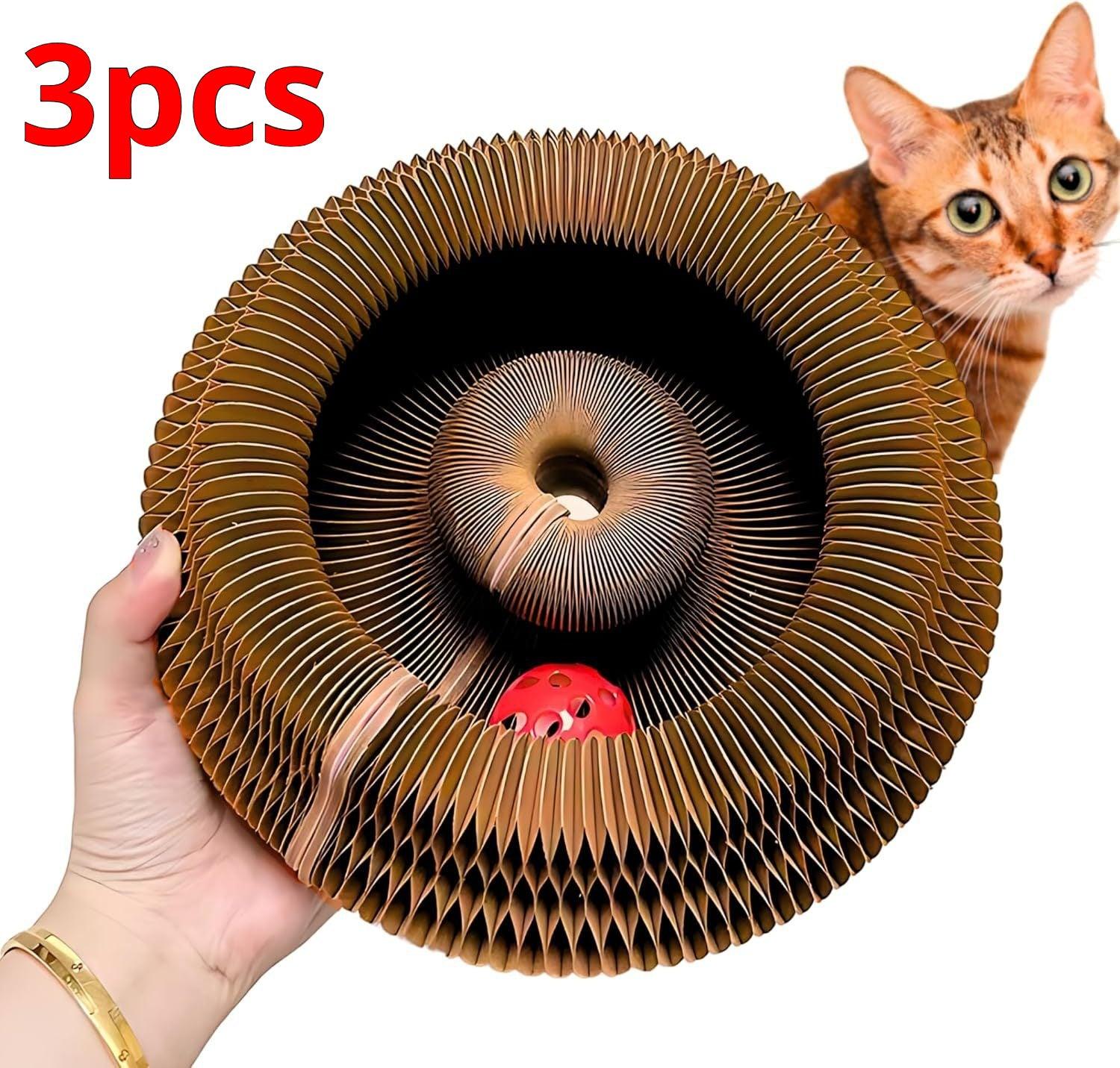 Accordion Cat Scratcher with Bells – Paper Scratching Post for Cats (1, 2 & 3 pcs)