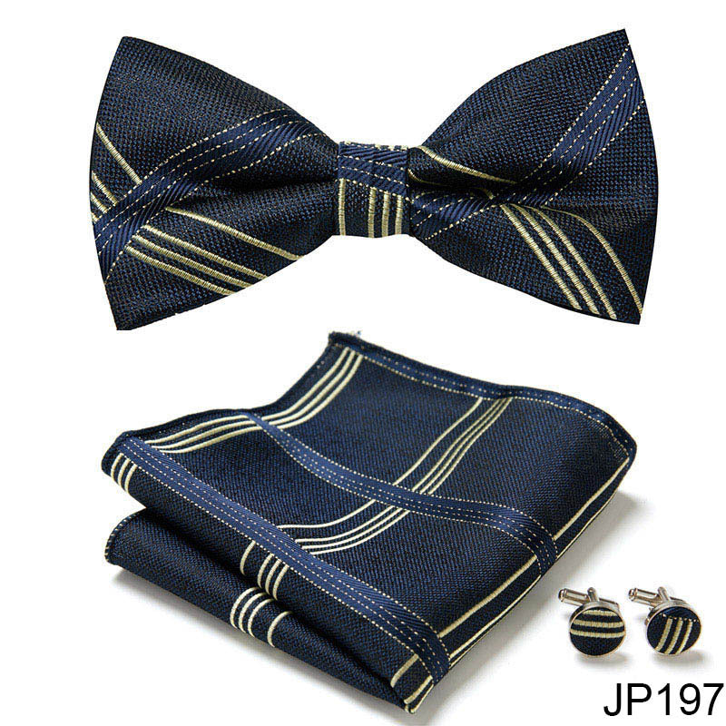Men's Jacquard Bow Tie Set – Bow Tie, Pocket Square & Cufflinks | 36 Colors | Canada & USA