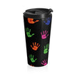 Travel Mug — Colorful Handprint Pattern Stainless Steel Tumbler