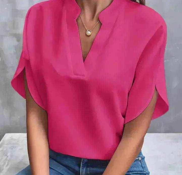 Summer Short-sleeved Chiffon Shirt New V-neck blouse Women's Casual Versatile Clothing Evening Tops for Women