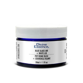 Divine Essence - Blue Glass Jar 30ml + White Lid (30ml)