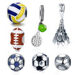 925 Sterling Silver Sports Ball DIY Bracelet Bead – Volleyball Football Baseball Tennis