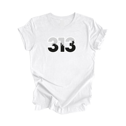 313 Detroit Michigan USA Area Code City Skyline Gift - Unisex T-Shirt - Inspired X