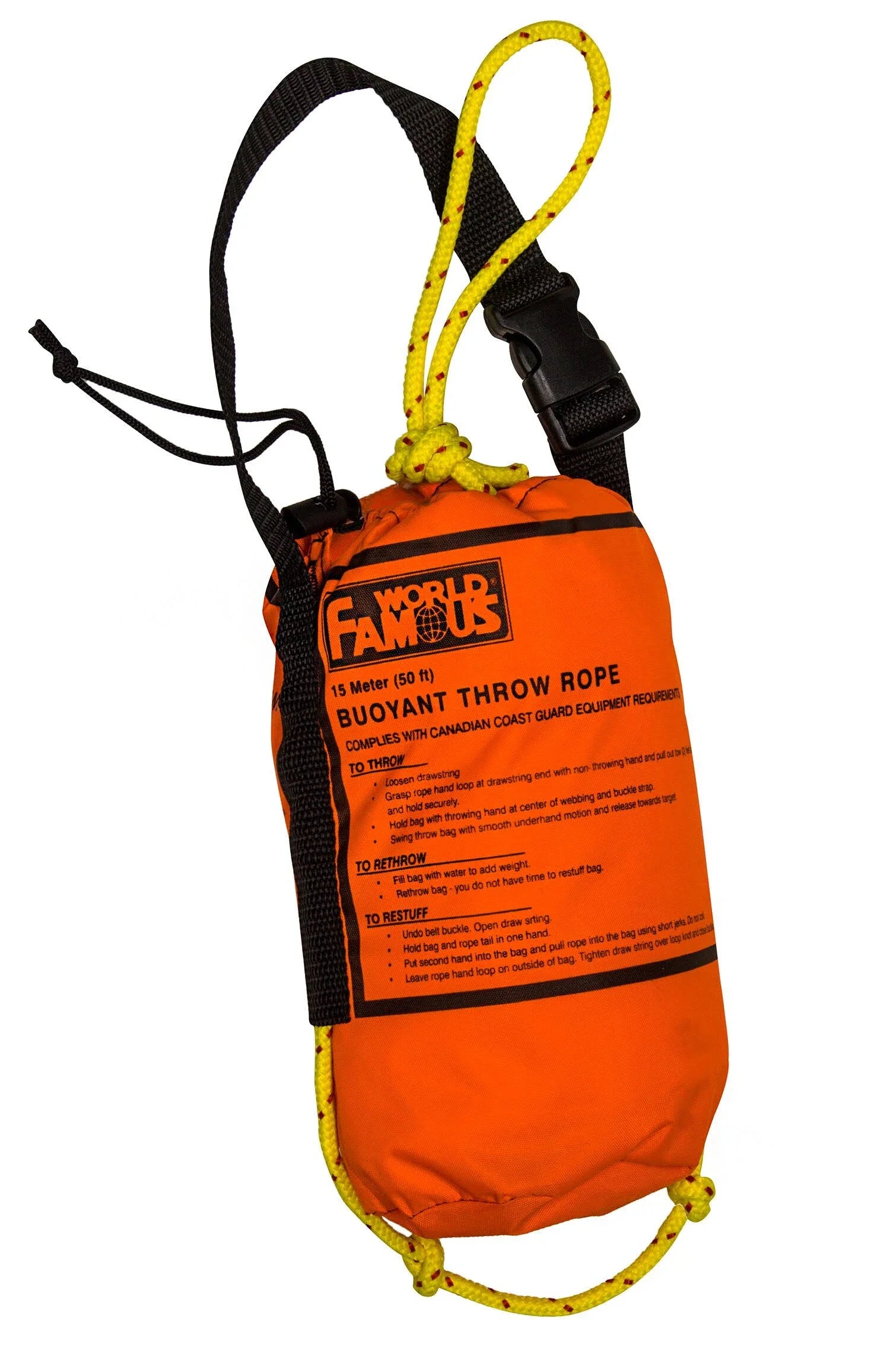 World Famous Rescue Throw Rope Bag 50' × 5/16