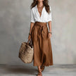 Women's Button-Down Shirt & Straight Skirt Two-Piece Set – Casual Summer Outfit