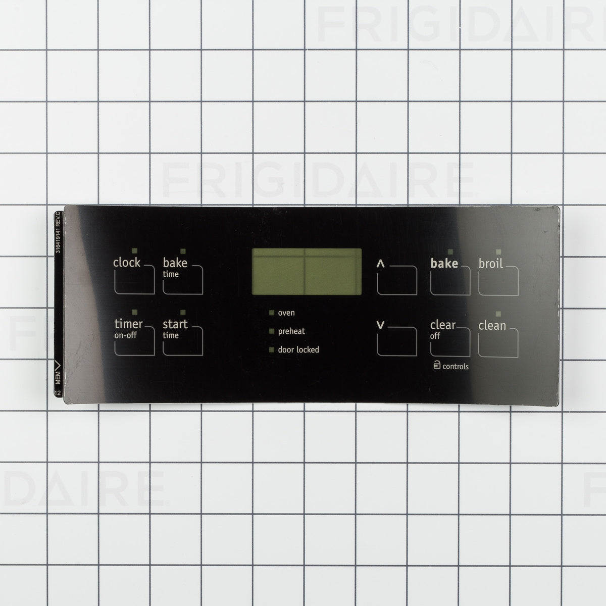 Overlay de panneau de commande de cuisinière Frigidaire 316419141, noir.