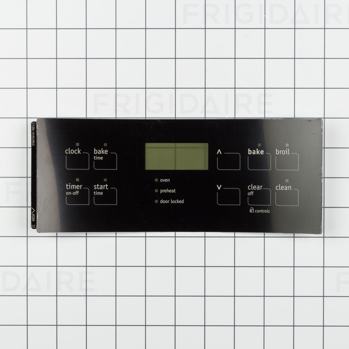 Overlay de panneau de commande de cuisinière Frigidaire 316419141, noir.