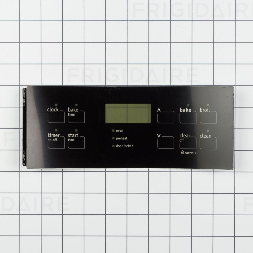 Overlay de panneau de commande de cuisinière Frigidaire 316419141, noir.