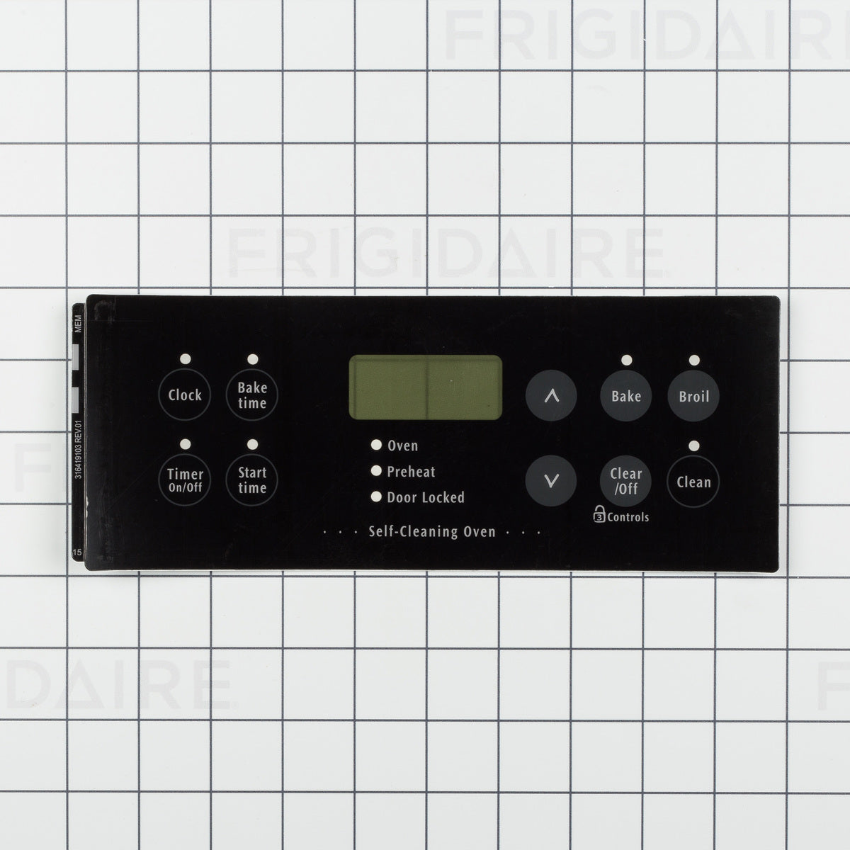 Overlay de panneau de commande de cuisinière Frigidaire 316419141, noir.