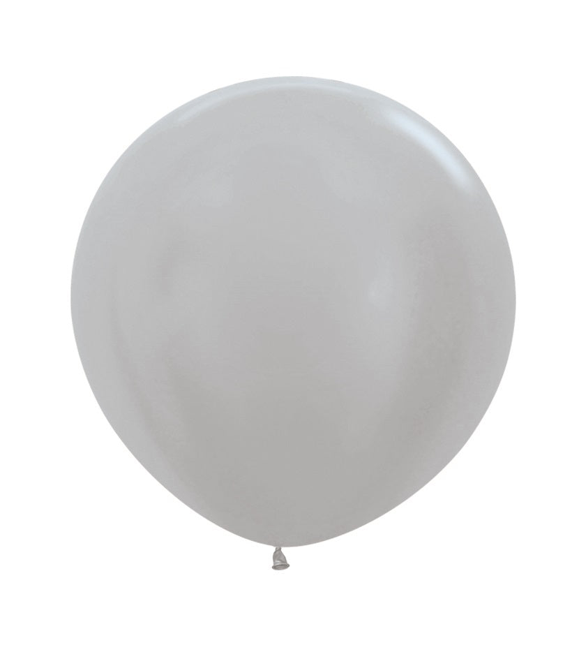 Sempertex R24 Pearl Silver Latex Balloon – (1 Piece)