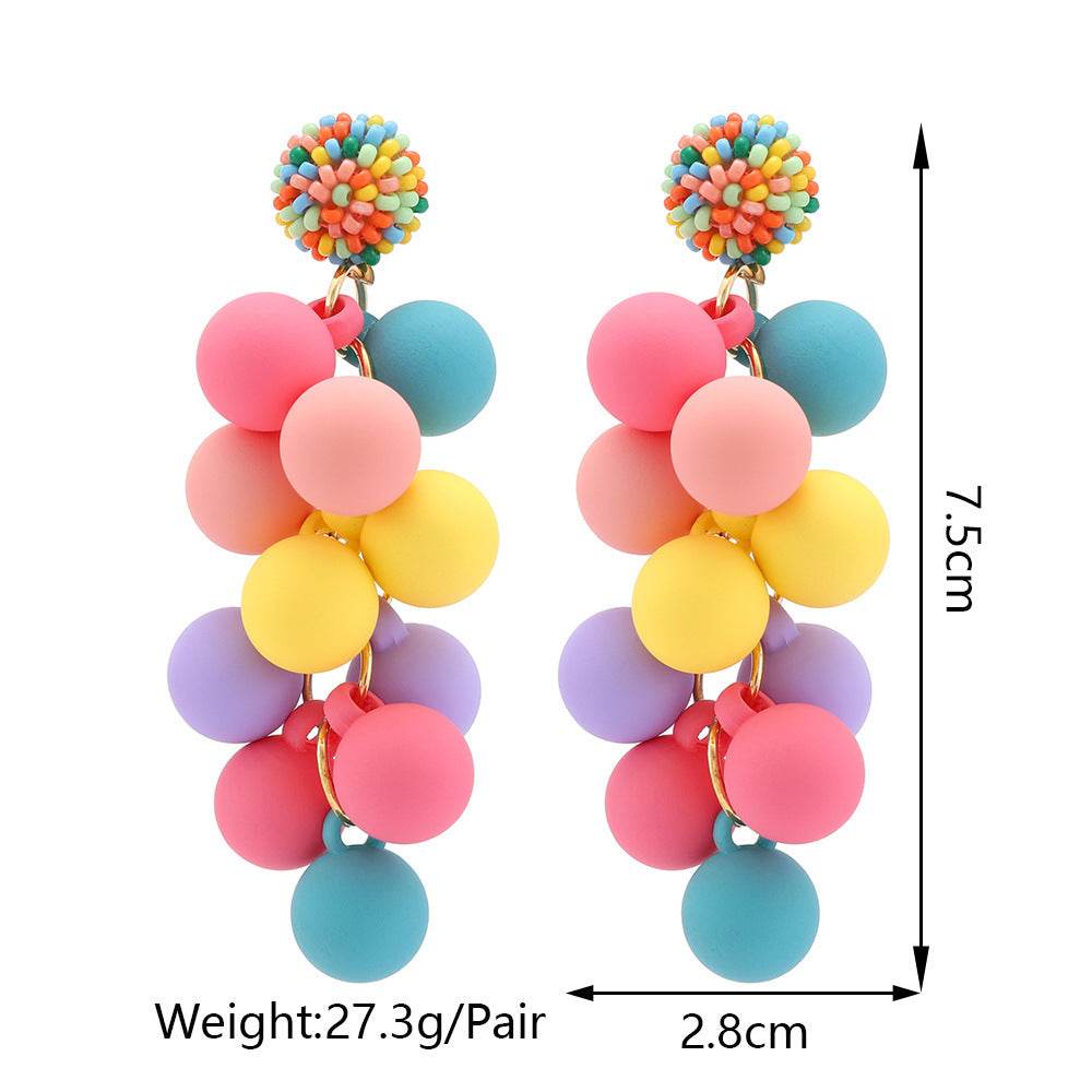 Candy Ball Earrings - Beaded Beach Stud