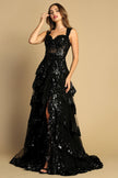 TIERED RUFFLE A LINE DRESS