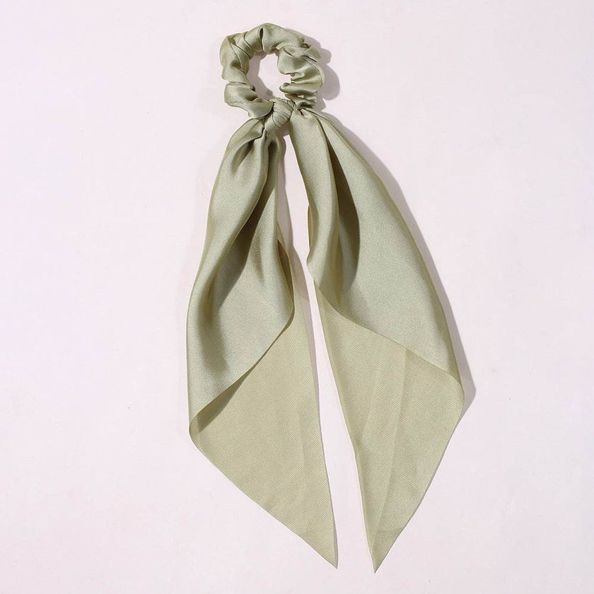 Cute Hair Silk Bow Scrunchie Vintage Satin Scarf Scrunchie