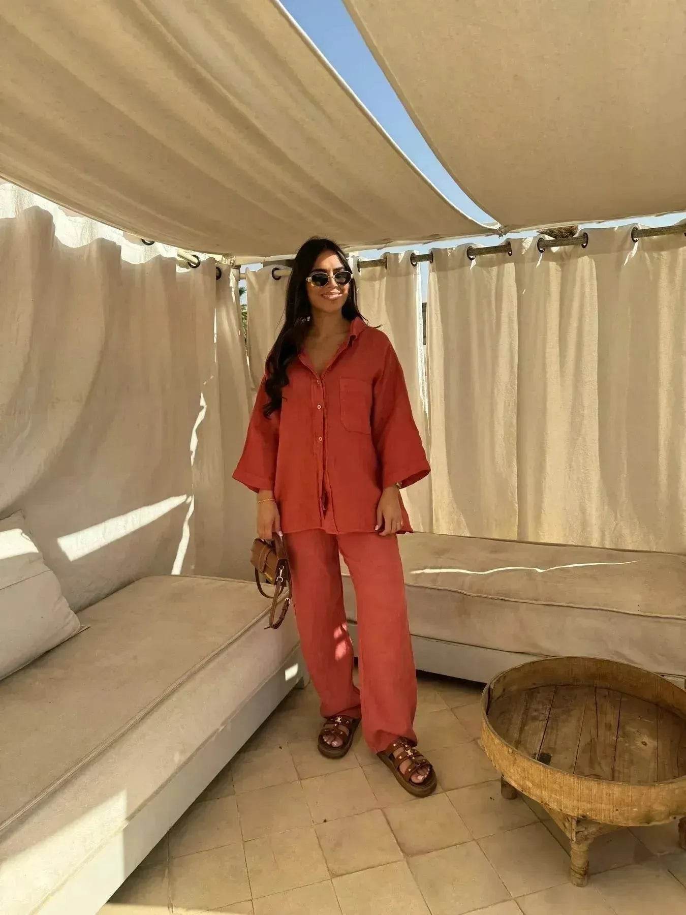 Casual Women Wide Leg Pants Long Sleeves Shirt Sets Ladies Loose High Street 2 Piece Outfits Pant co ords for Women Trouser co ords for Women