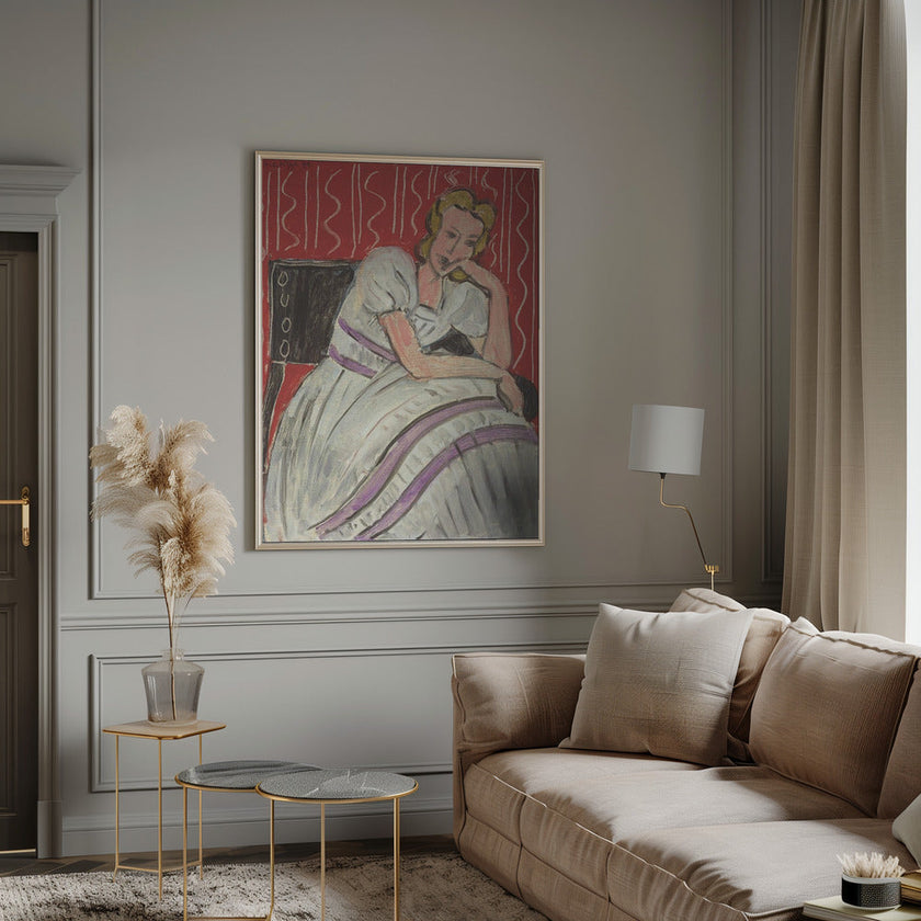 Wall art Jeune Femme Assise En Robe Grise