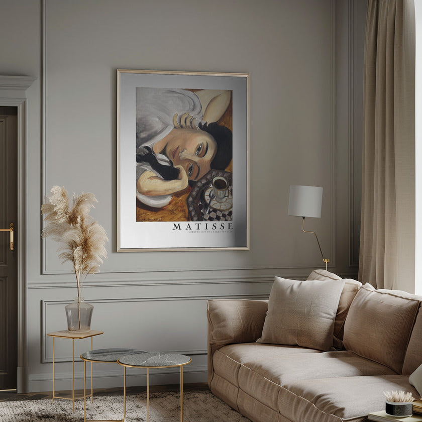 Wall art Lorette Con Una Tazza Di Caffe 1916 Boarder
