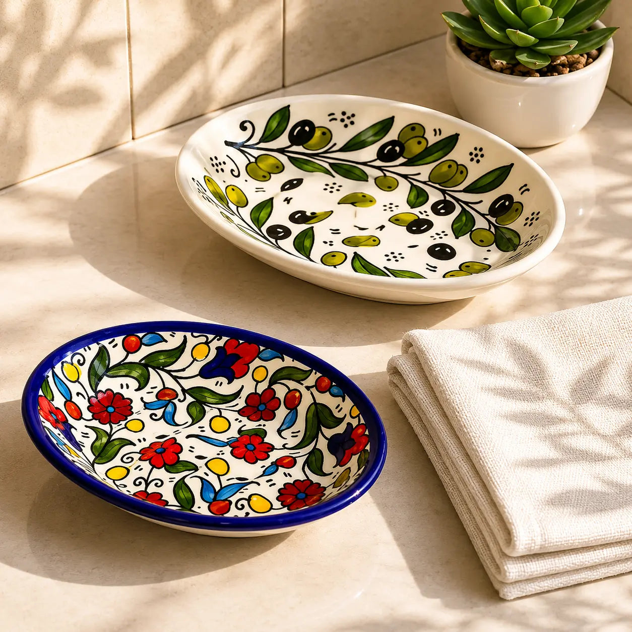 Ceramic Soap Dish with Drainage  11×14.3×3 cm – Soap Holder Tray