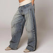 Women's Baggy Straight Leg Trousers with Pockets