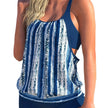 Women's Striped Swimsuit Skirt Set – Nylon Spandex Two-Piece Swimwear in Blue (XL–5XL)